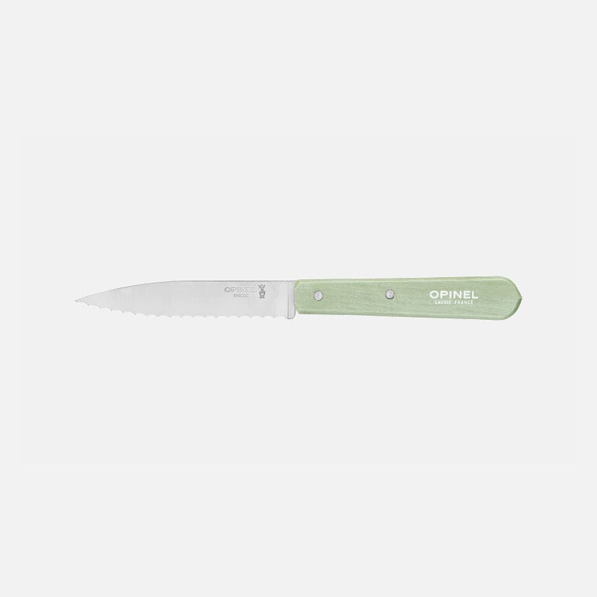 Tomatkniv/urtekniv nr. 113 med takker i rustfri stål og avnbøg fra Opinel, otte farver